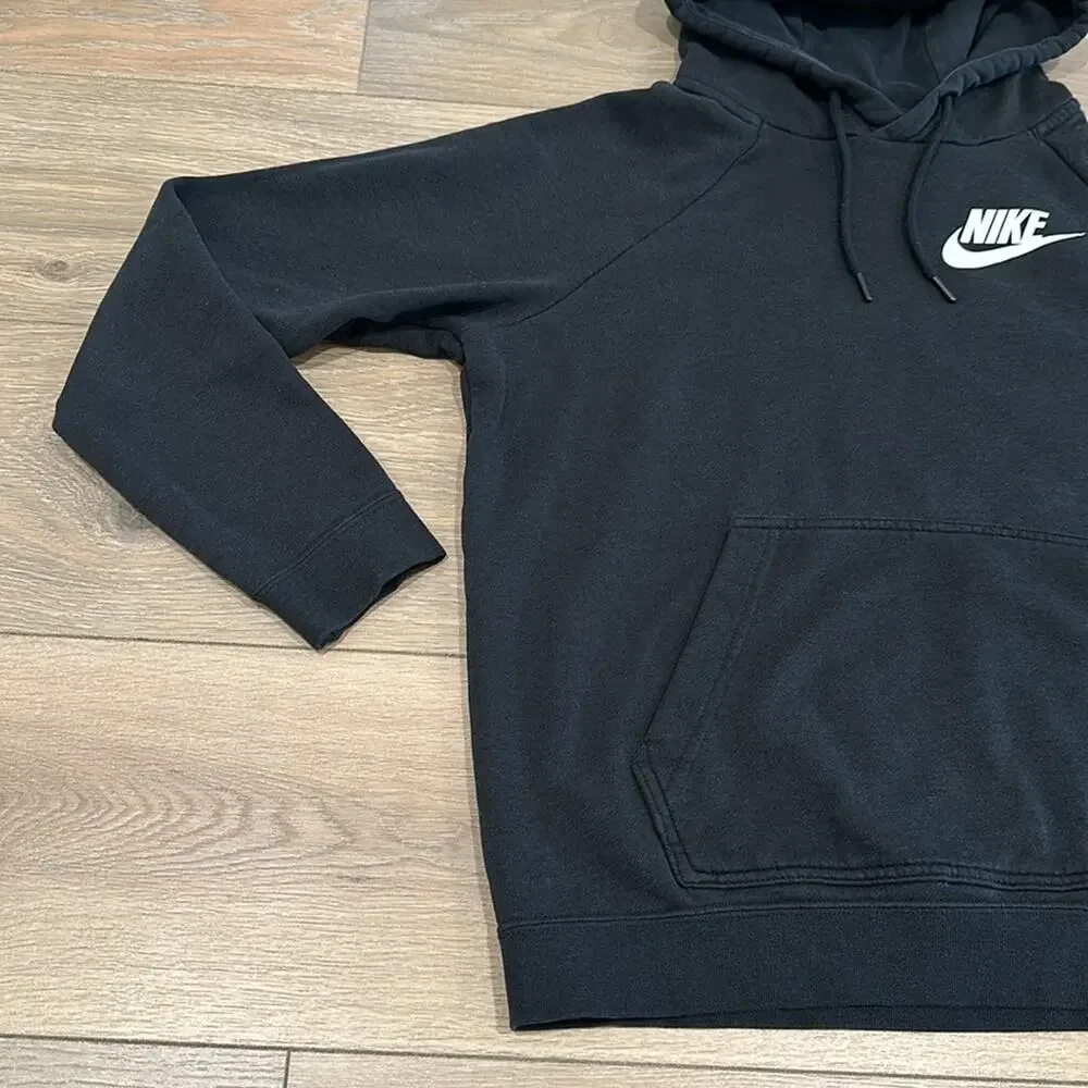 NIKE Black‎ Sportswear Club Fleece Pullover Hoodie Active Lounge Sweatshirt Sz M